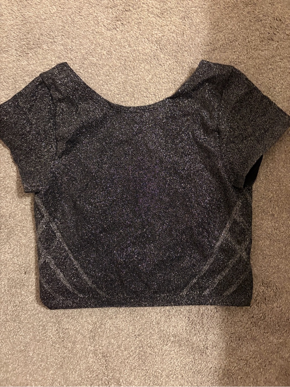 aerie Sparkle Short Sleeve Crop Top - Black
